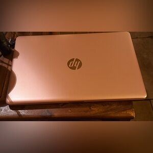 HP Pink Metallic Clamshell with Pink rose design Laptop comes with charge cord
